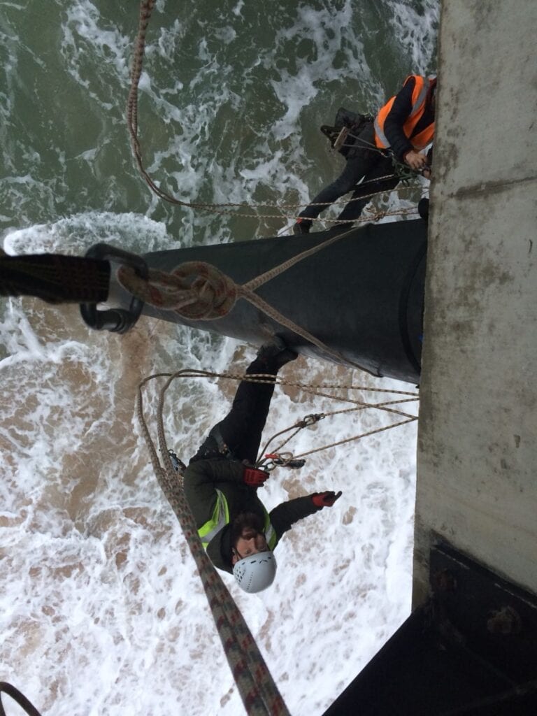 rigging from a pillar on a life boat station